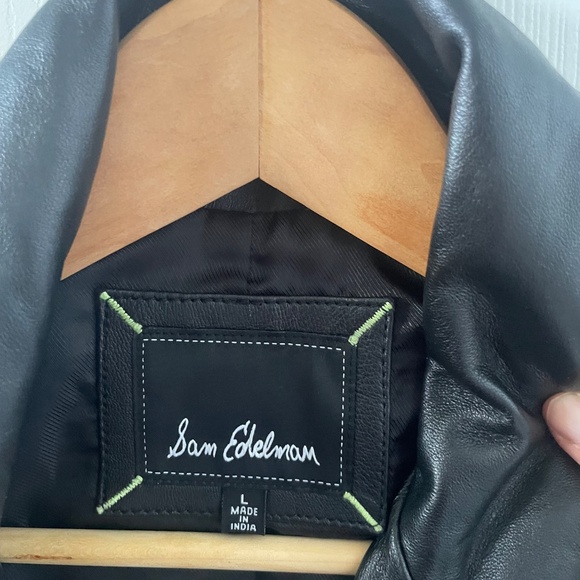 Black leather coat - Sam Edelman - Picture 2 of 3